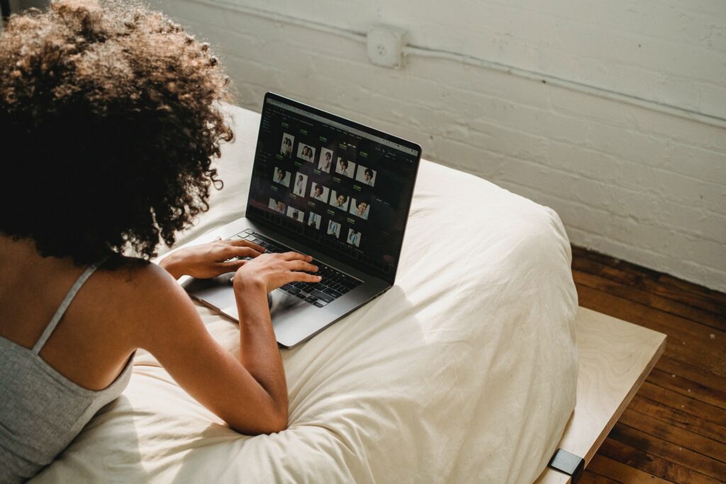 Woman using laptop computer