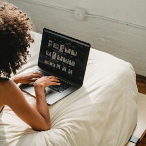 Woman using laptop computer